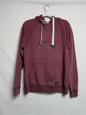 Triumph Motorcycles Hoodie Women Large Burgundy Distressed Graphic Sweatshirt